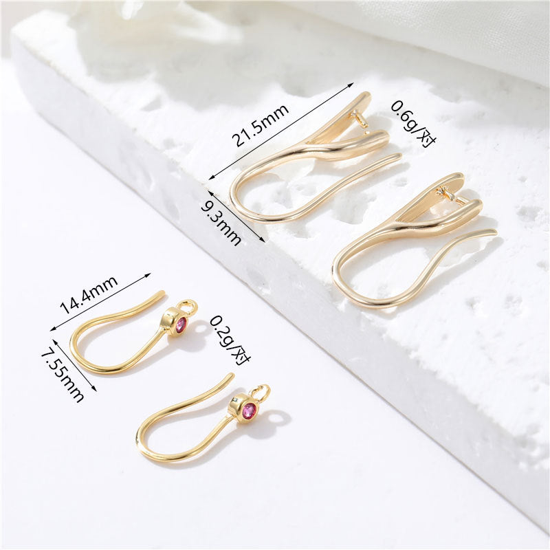 4 boucles d'oreilles à crochet Icepick avec boucle strass embellies 14K GF