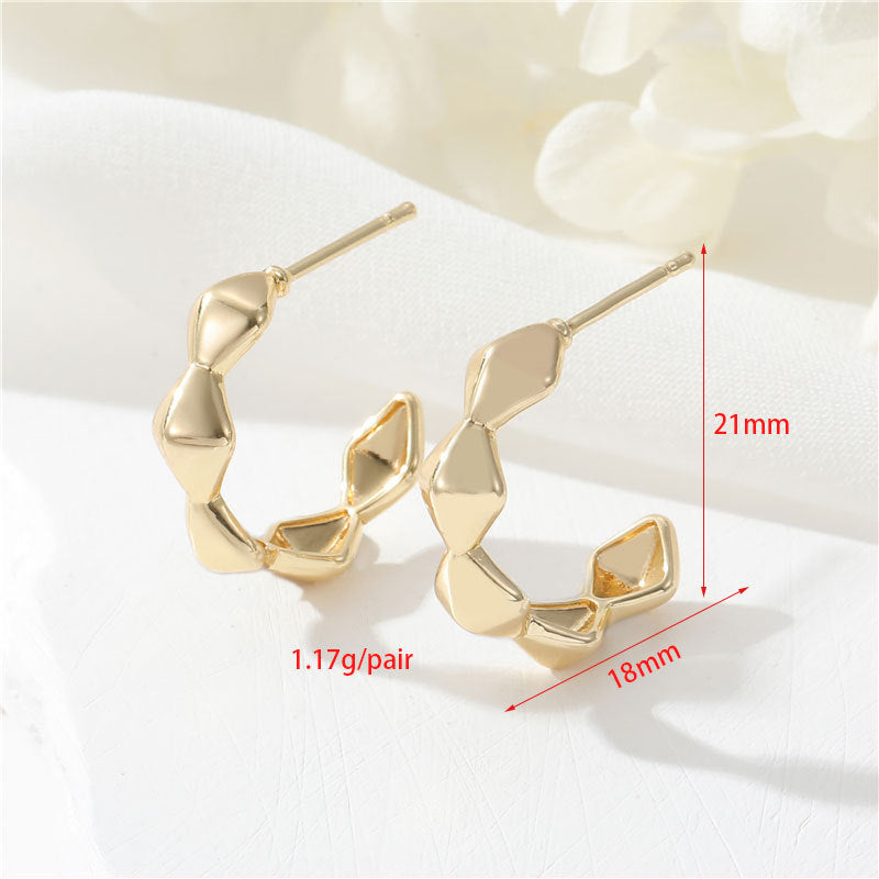 4 boucles d'oreilles à tige florales à facettes en demi-cercle 14K GF Earing