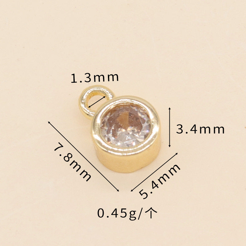 2 runde Geburtsstein-Charm-Anhänger mit Strassverzierung aus 14-karätigem GF
