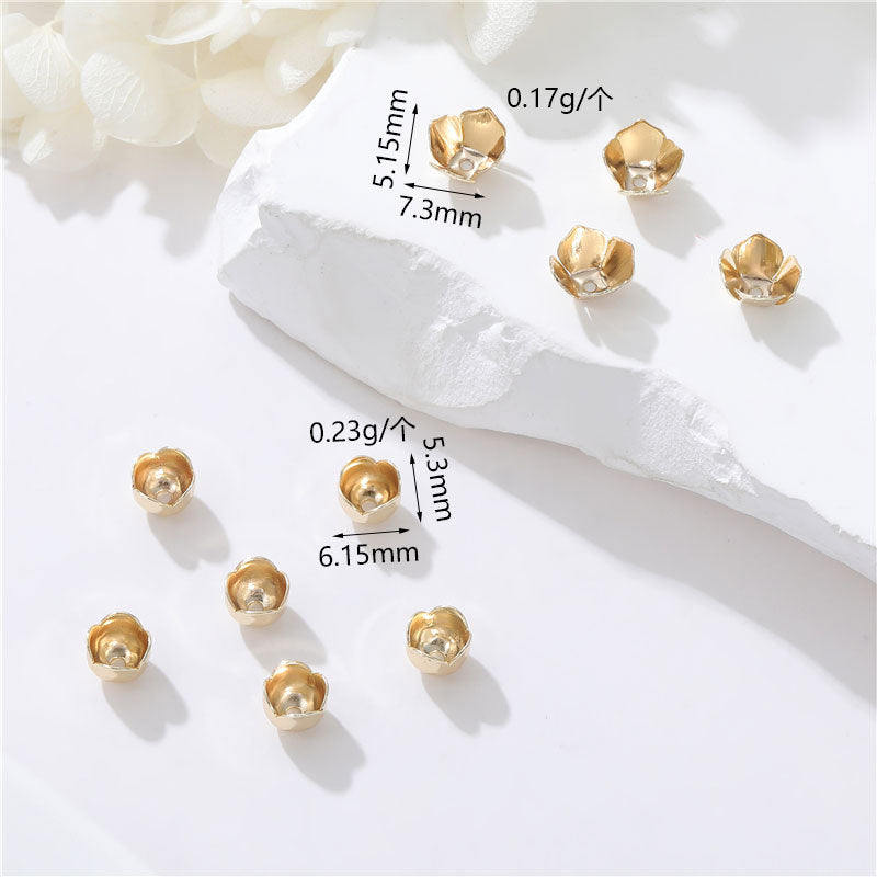 10 capuchons de perles florales, tasse 14K GF, entretoise de perles de charme