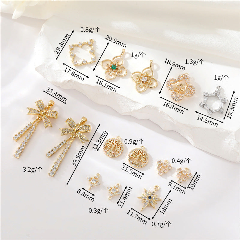 2 pendentifs à breloque florale creuse ornés de strass 14K GF