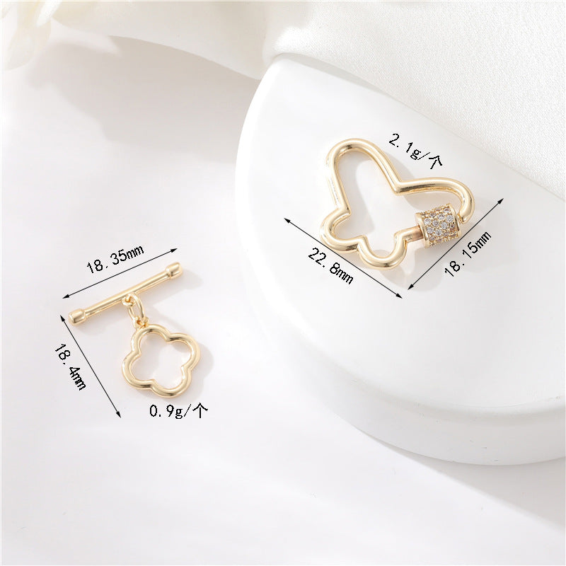 Fermoir OT à 2 cercles floraux, connecteur de fermoirs papillon à vis 14K GF