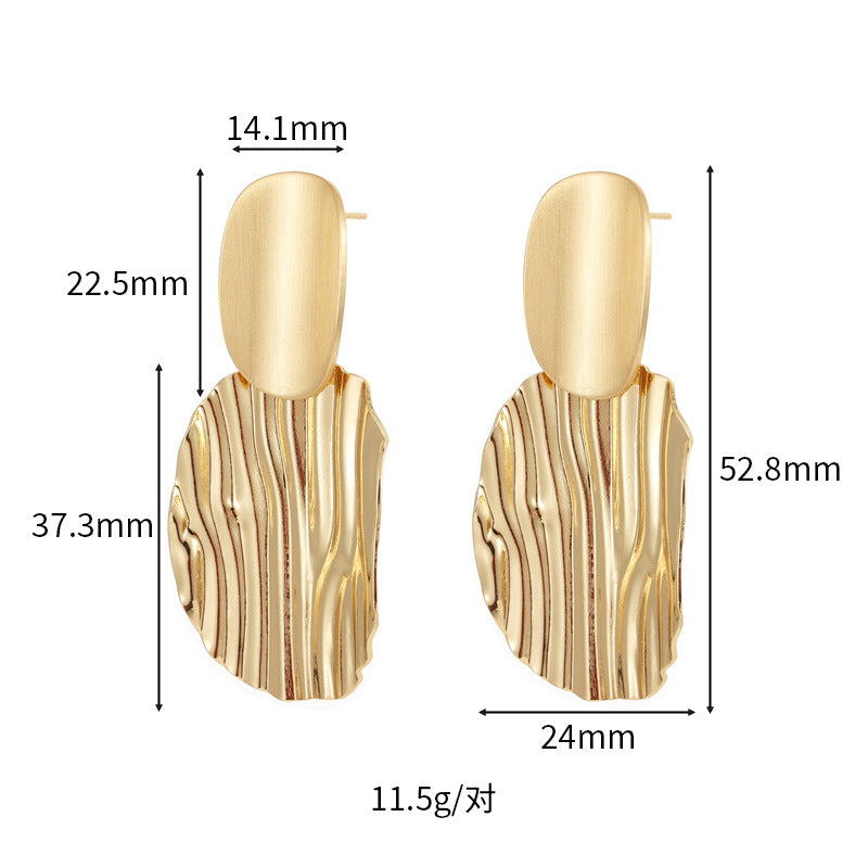 4 boucles d'oreilles à tige ovales martelées 14K GF Earing
