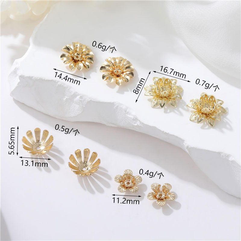 2 Coupe de capuchon de perles florales 14K GF Charm Beadwork Spacer