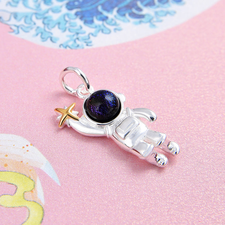 Sterling Silver Astronaut Charm Pendant S925 Finding