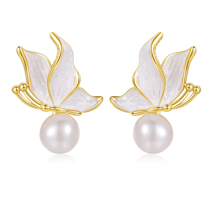 4 boucles d'oreilles papillon coeur broche fleur croix feuille boucles d'oreilles 14K GF coquille strass embelli boucle d'oreille moitié percée perle perle vierge