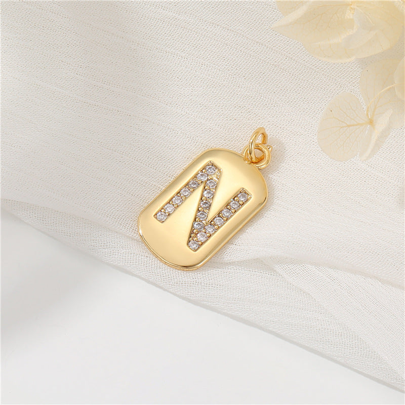 2 pendentif à breloque initiale Alphabet AZ orné de strass 14K GF