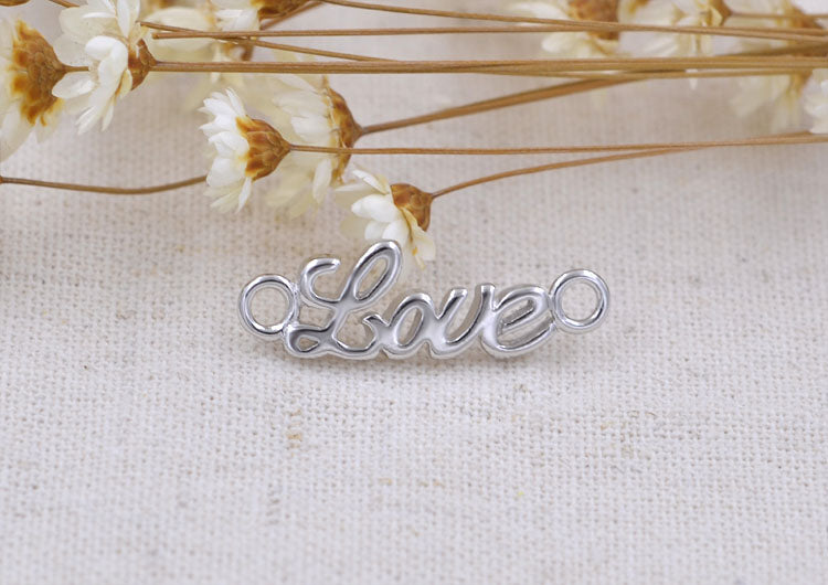 Sterling Silver Double Looped Branch Bowknot Love Rose Charm Connector S925 Finding