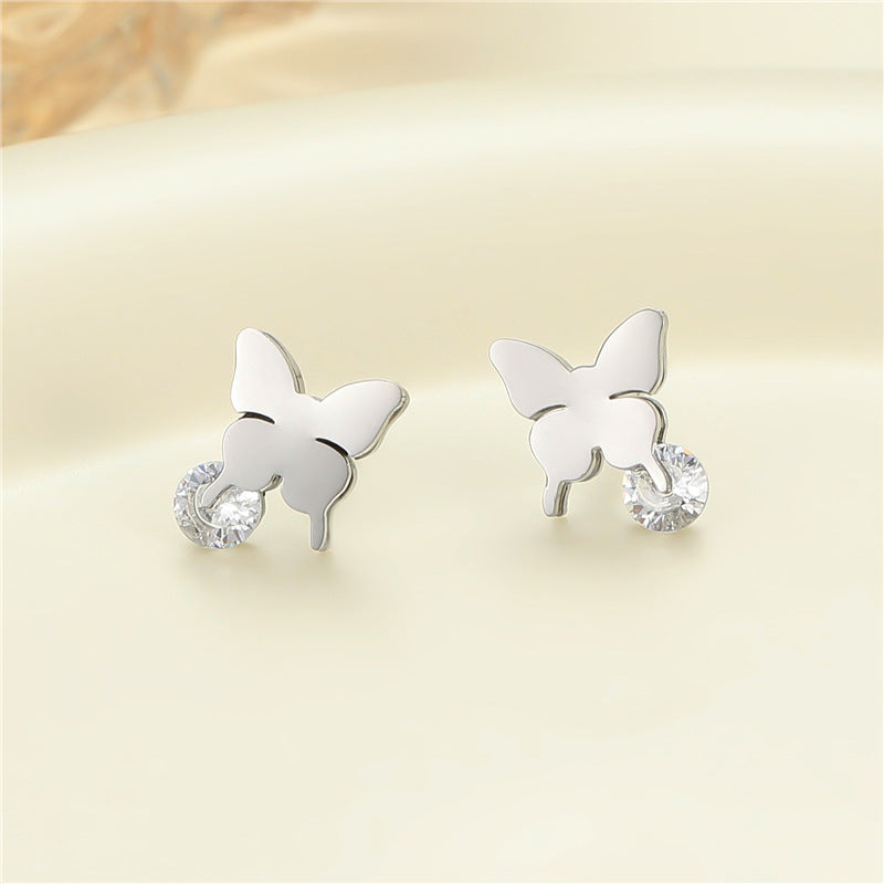 4 Émail Époxy Trèfle à quatre feuilles Orange Pastèque Floral Papillon Carré Coeur Cactus Boucles d’oreilles à tige 14K GF Strass Embelli Boucle d’oreille