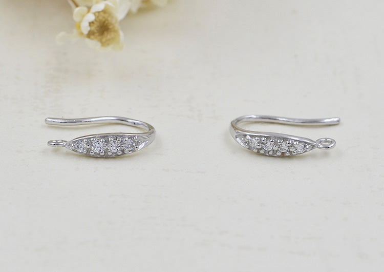 Boucles d'oreilles à crochet ornées de strass en argent Sterling, avec pince à glace, bélière S925