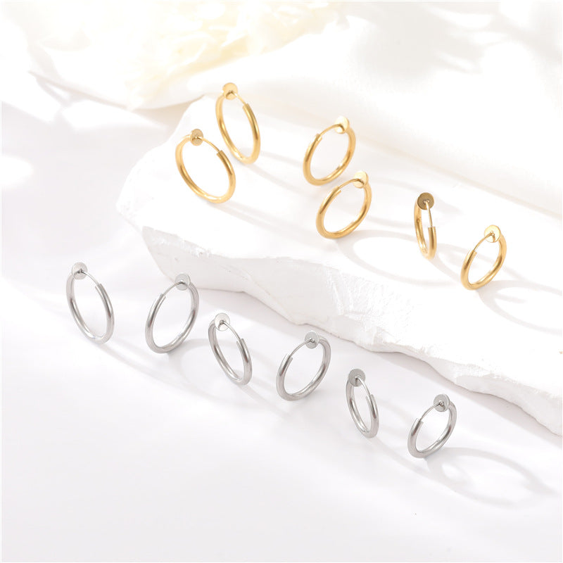 4 clips d'oreille ronds sans perçage, boucle d'oreille 14K GF