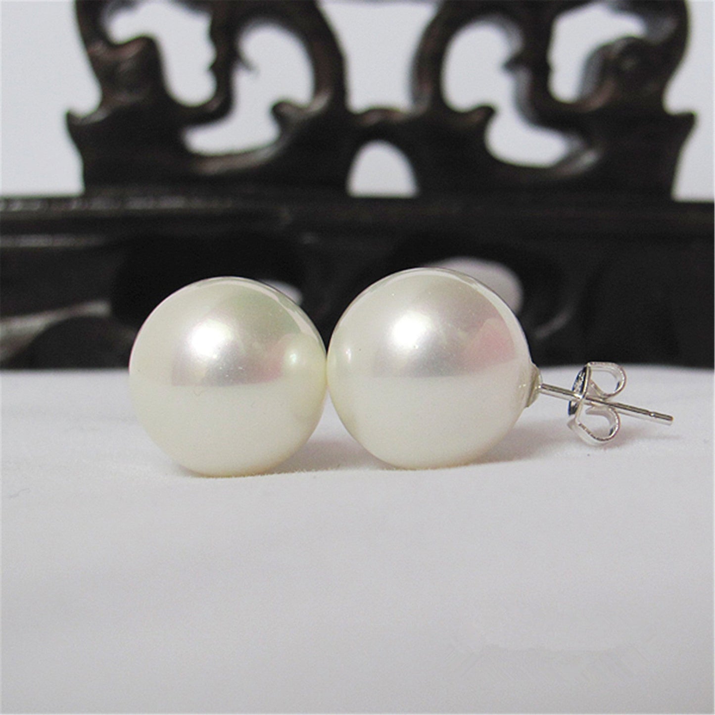 High Quality Round Shell Pearl Stud Earrings 8mm 10mm 12mm 14mm South Sea Sterling Silver Stud