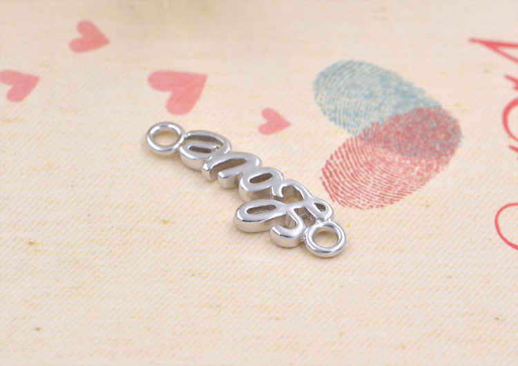 Sterling Silver Double Looped Branch Bowknot Love Rose Charm Connector S925 Finding