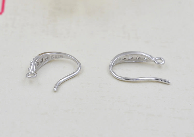 Boucles d'oreilles à crochet ornées de strass en argent Sterling, avec pince à glace, bélière S925