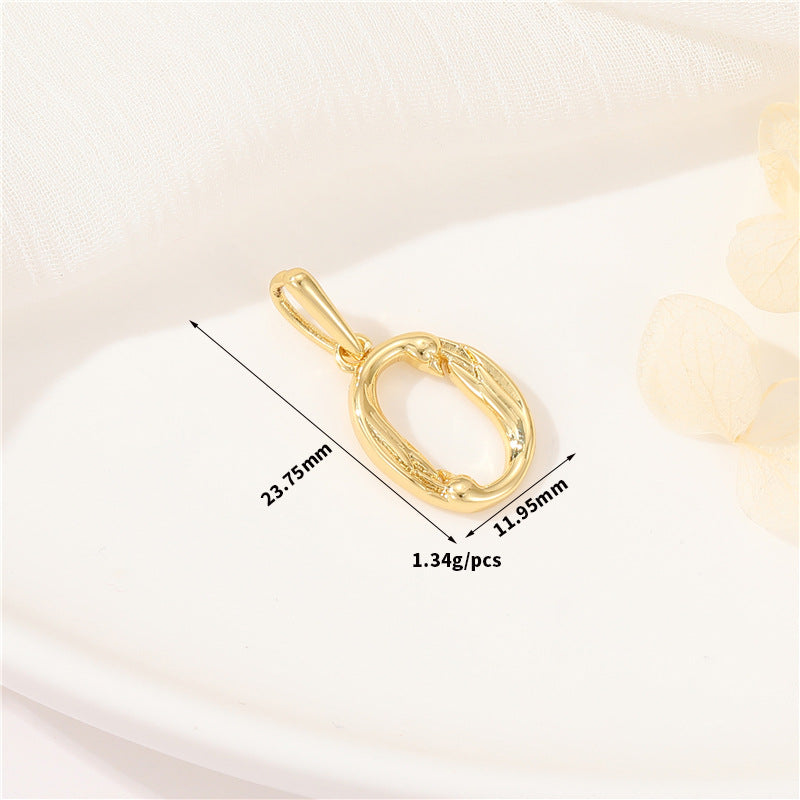 Pendentif à breloque AZ avec 2 ailes de cygne et initiales de l'alphabet 14K GF