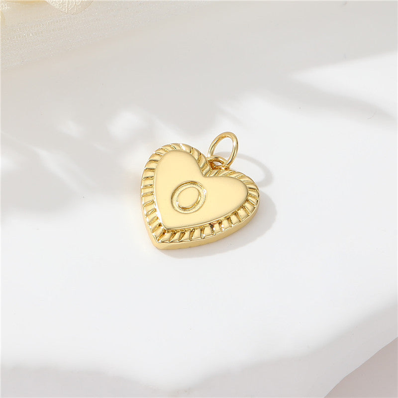 Pendentif à breloque 2 coeurs initiales Alphabet AZ 14K GF