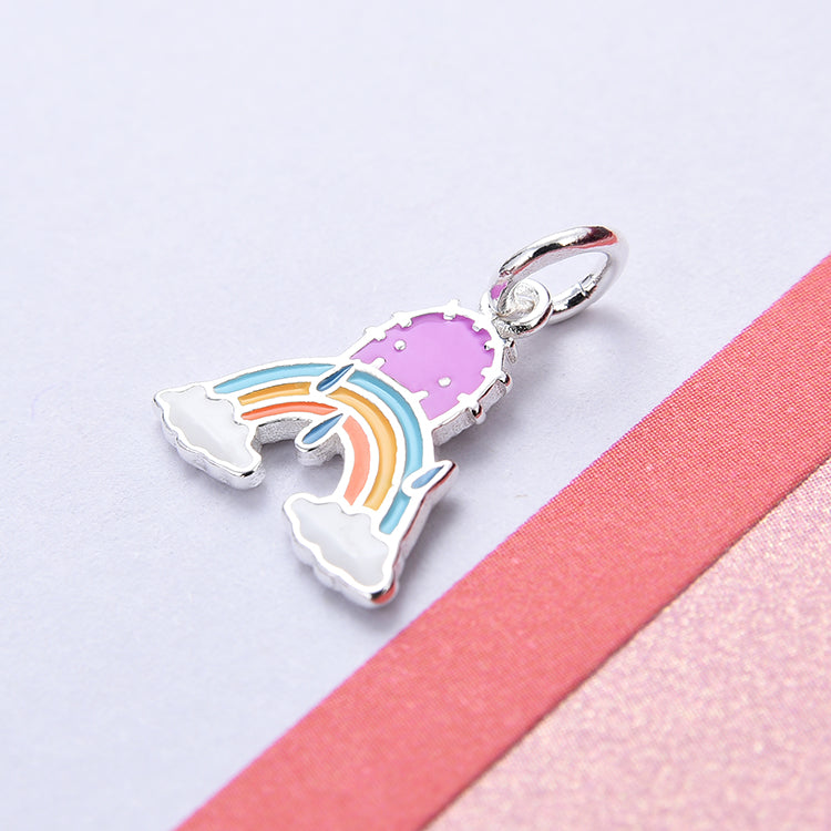 Pendentif à breloque en forme de dinosaure UFO NoLove Earth Cross arc-en-ciel en argent sterling S925