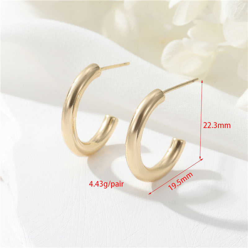 4 boucles d'oreilles à tige florales à facettes en demi-cercle 14K GF Earing