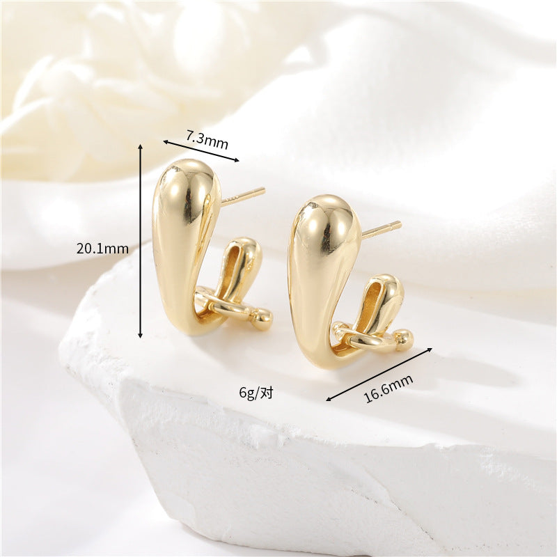 4 boucles d'oreilles épaisses en demi-cercle 14K GF Earing