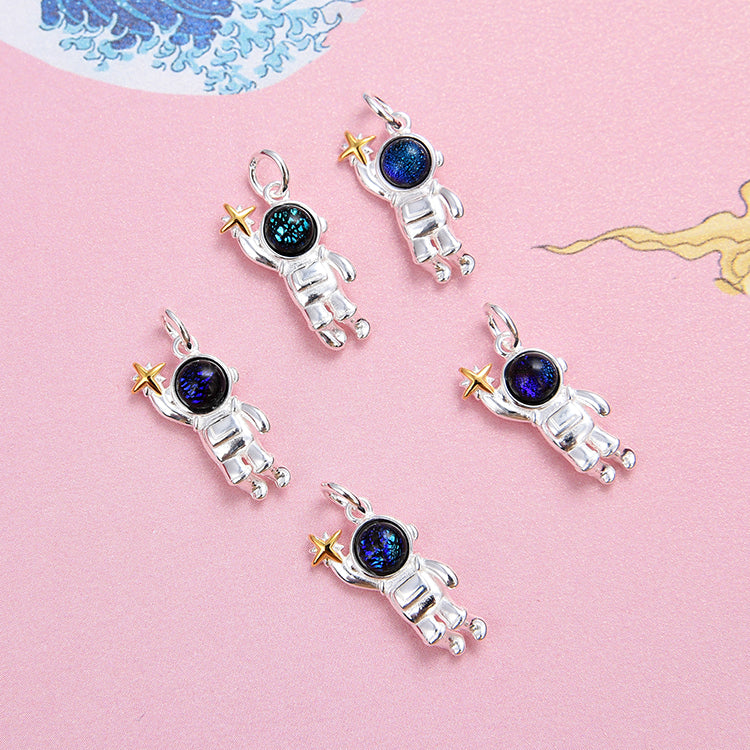 Sterling Silver Astronaut Charm Pendant S925 Finding