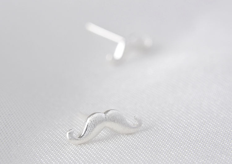 Sterling Silver Matte Snowflake Square Cuboid Mustache Arc Stud Earrings S925 Finding