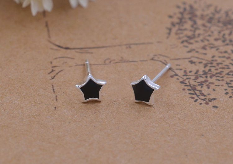 Boucles d'oreilles en argent Sterling émail époxy carré rond étoile coeur goutte d'eau Triangle S925