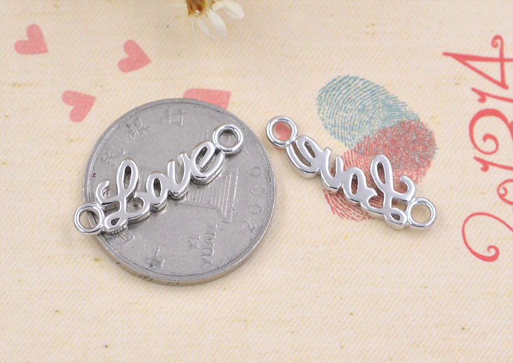 Sterling Silver Double Looped Branch Bowknot Love Rose Charm Connector S925 Finding