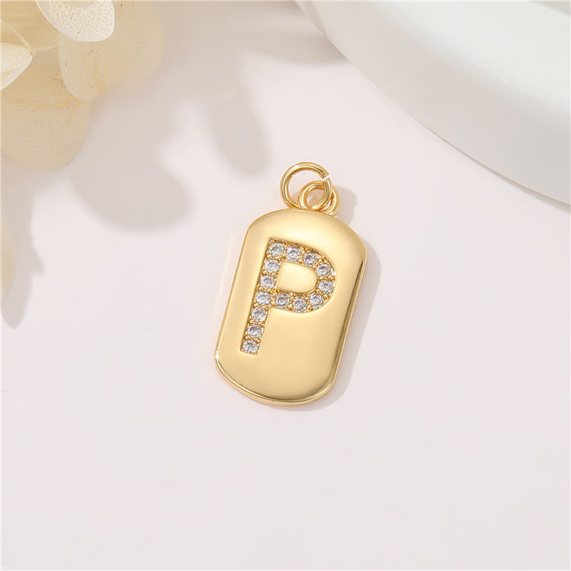 2 pendentif à breloque initiale Alphabet AZ orné de strass 14K GF