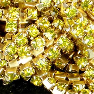 10 yd Colorful Rhinestone Cup Chain Gold Trim Metal Cup Close Chain Jewelry High Quality Wedding Veil Finding 2mm 2.5mm 2.8mm 3mm