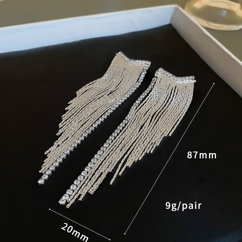 4 boucles d'oreilles à pampilles en chaîne serpent, ornées de strass, boucles d'oreilles 14K GF