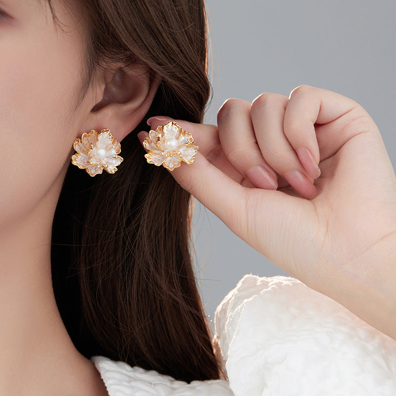 4 boucles d'oreilles papillon coeur broche fleur croix feuille boucles d'oreilles 14K GF coquille strass embelli boucle d'oreille moitié percée perle perle vierge