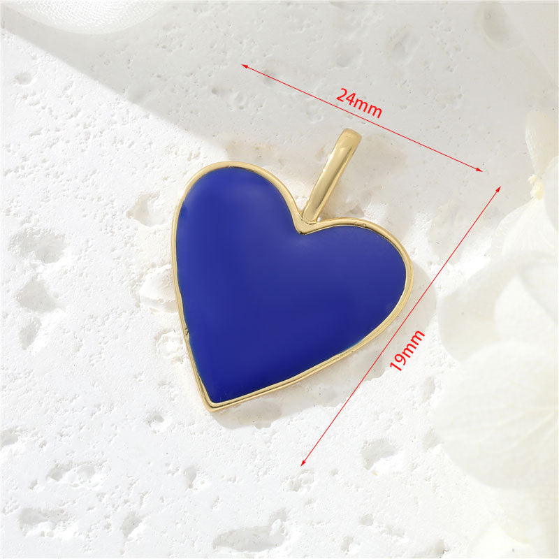Pendentif à breloque 2 cœurs émail époxy 14K GF