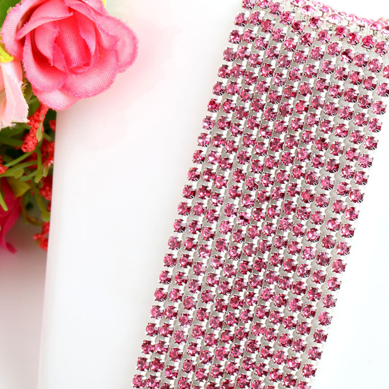 10yd MixColor Strass Cup Kette Silber Trim Metall Cup Close Chain Schmuck Hochwertige Hochzeit Schleier Finden 2mm 2,5mm 2,8mm 3mm