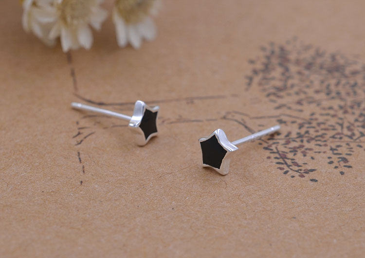 Boucles d'oreilles en argent Sterling émail époxy carré rond étoile coeur goutte d'eau Triangle S925