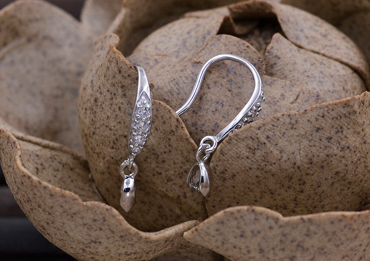 Boucles d'oreilles à crochet ornées de strass en argent Sterling, avec pince à glace, bélière S925