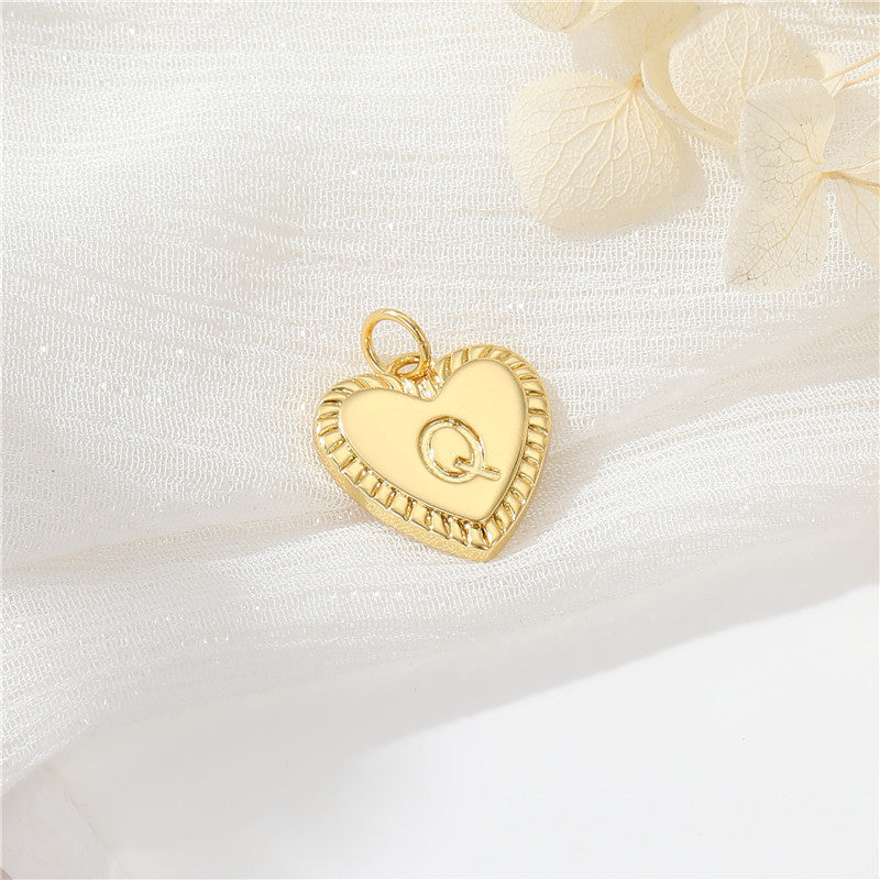 Pendentif à breloque 2 coeurs initiales Alphabet AZ 14K GF