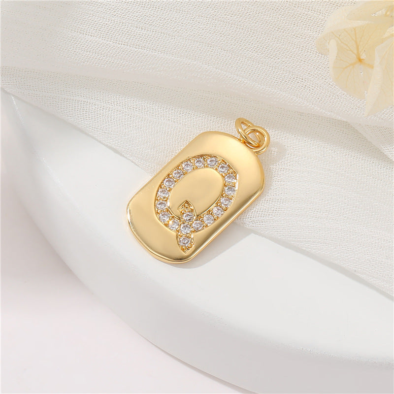 2 pendentif à breloque initiale Alphabet AZ orné de strass 14K GF