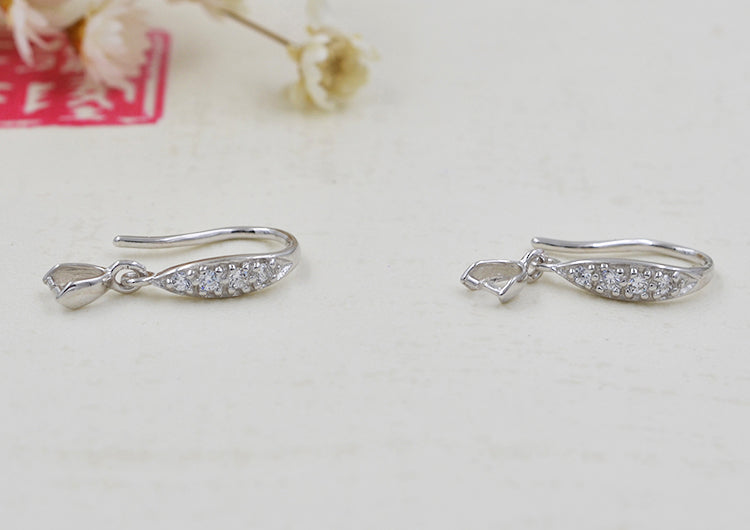 Boucles d'oreilles à crochet ornées de strass en argent Sterling, avec pince à glace, bélière S925