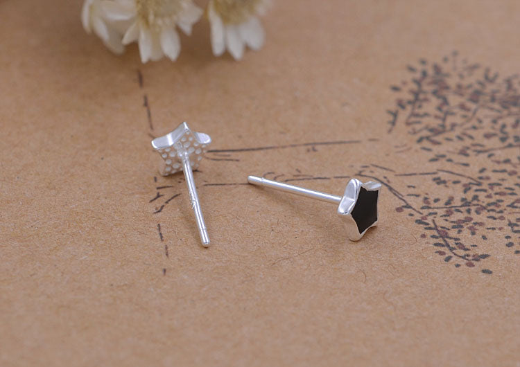 Boucles d'oreilles en argent Sterling émail époxy carré rond étoile coeur goutte d'eau Triangle S925