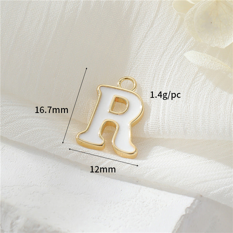 2 Emaille-Epoxidharz-Anfangsbuchstaben AZ-Charm-Anhänger 14K GF