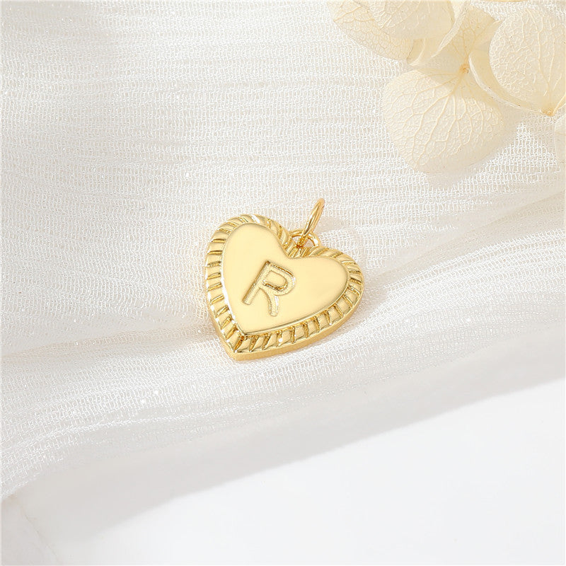 Pendentif à breloque 2 coeurs initiales Alphabet AZ 14K GF