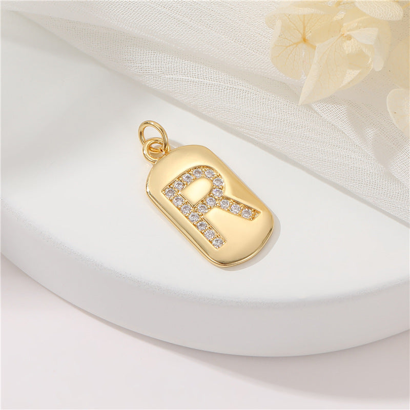2 pendentif à breloque initiale Alphabet AZ orné de strass 14K GF