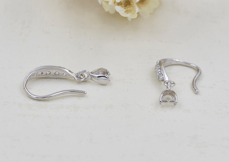 Boucles d'oreilles à crochet ornées de strass en argent Sterling, avec pince à glace, bélière S925