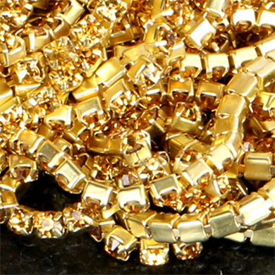10 yd Colorful Rhinestone Cup Chain Gold Trim Metal Cup Close Chain Jewelry High Quality Wedding Veil Finding 2mm 2.5mm 2.8mm 3mm