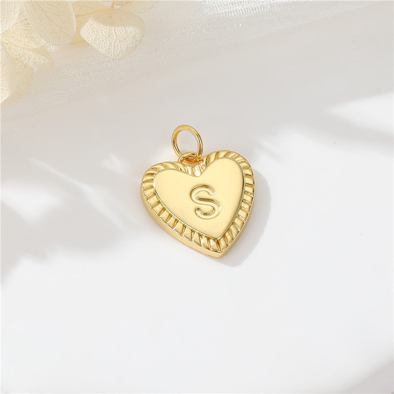 Pendentif à breloque 2 coeurs initiales Alphabet AZ 14K GF