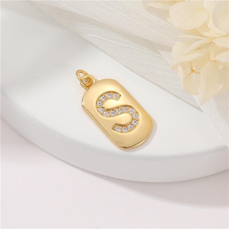 2 pendentif à breloque initiale Alphabet AZ orné de strass 14K GF