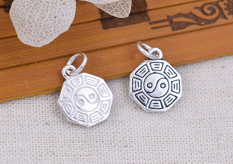 Sterling Silver Taiji Gossip Charm Pendant S925 Finding