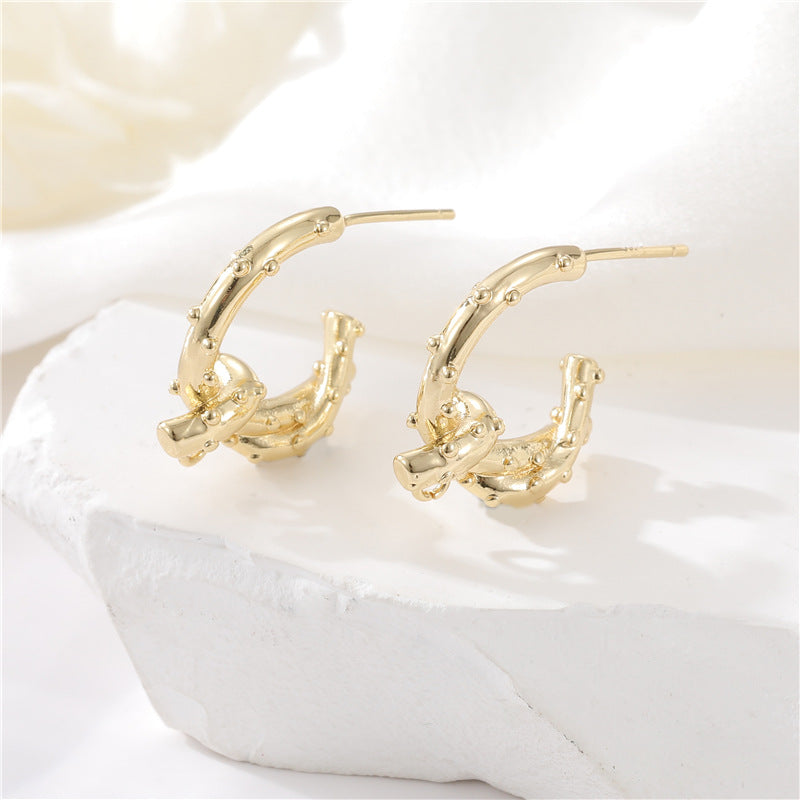 4 boucles d'oreilles épaisses en demi-cercle 14K GF Earing