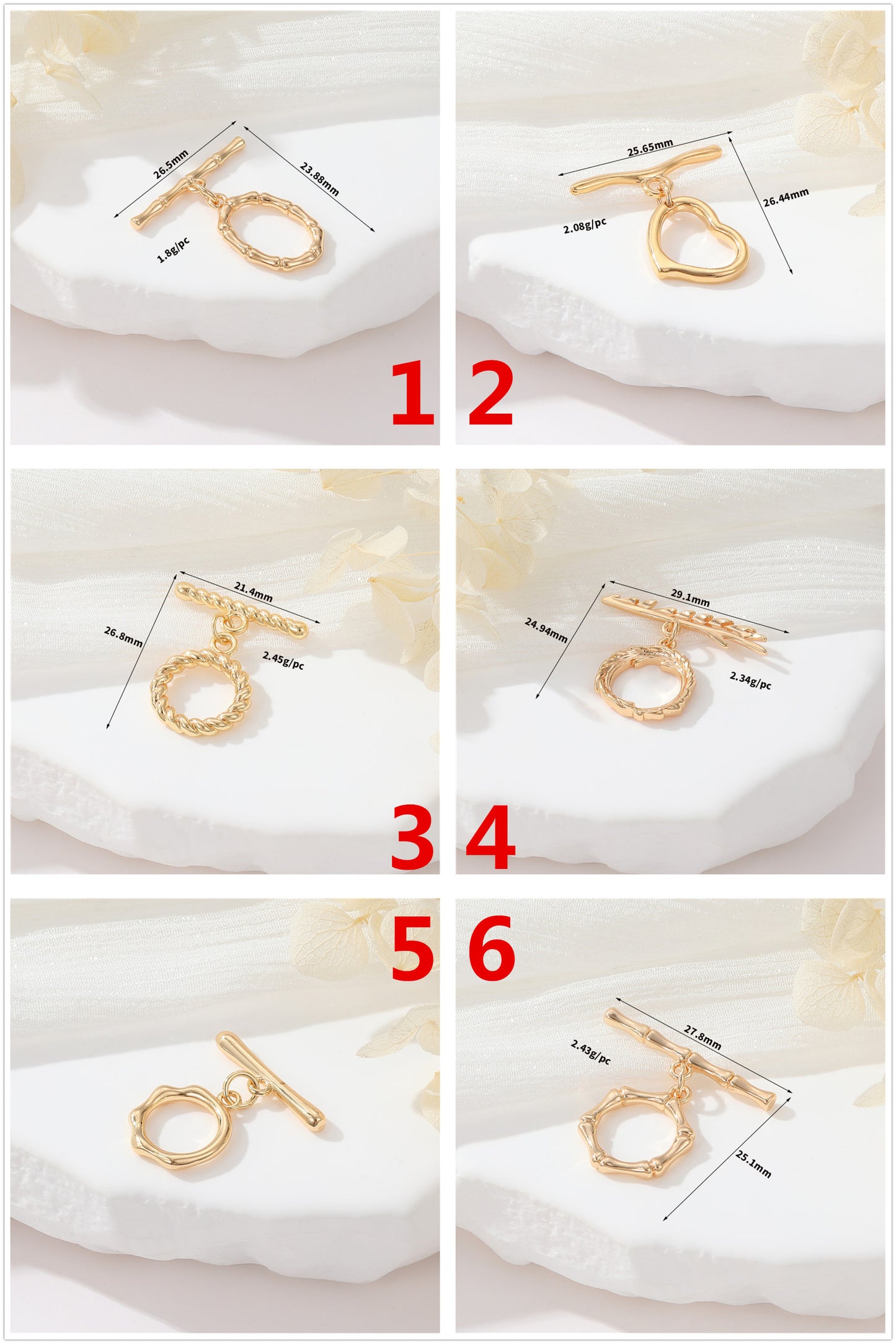 Connecteur de fermoirs OT, 2 cœurs ovales, cercle de fusion torsadé, fermoir 14K GF