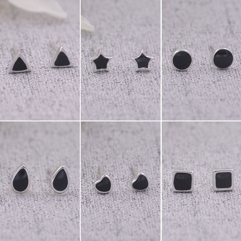 Boucles d'oreilles en argent Sterling émail époxy carré rond étoile coeur goutte d'eau Triangle S925